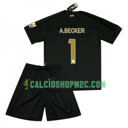 Liverpool Portiere A.BECKER 1 Bambino Maglia Prima 2019/2020 Manica Corta (+ Pantaloncini)